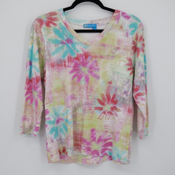 Fresh Produce Floral Tee Womens M Multi Pastel Bloomcore Spring Nature Feminine - Picture 1 of 15